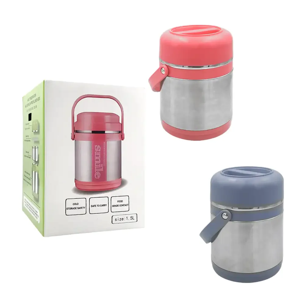 Tupper de acero inoxidable 3 en 1 con agarradera de 1.5l y cierre hermético