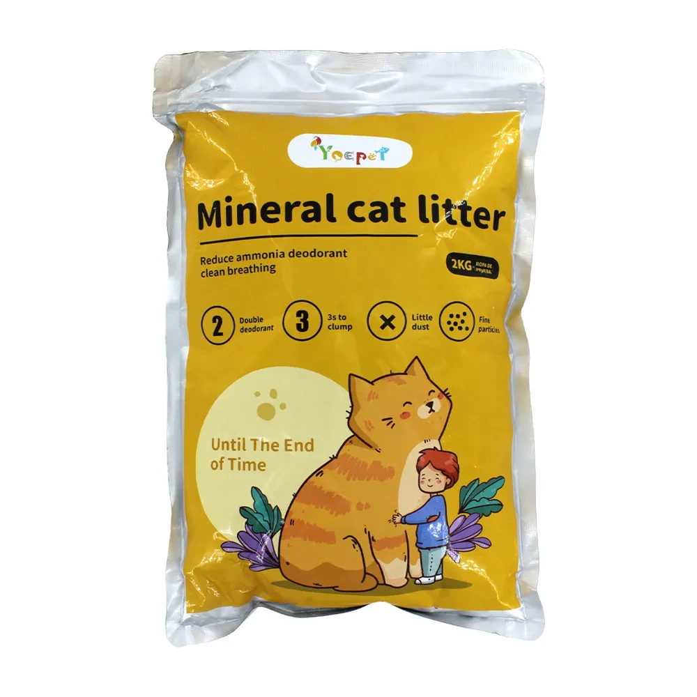 Bolsa con 2kg de arena mineeral para gato / mineral cat litter