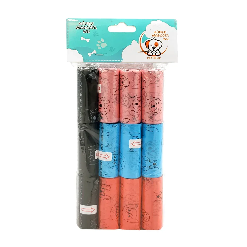 Bolsa con 12 rollos de bolsitas para heces de mascotas, varios colores / 35405