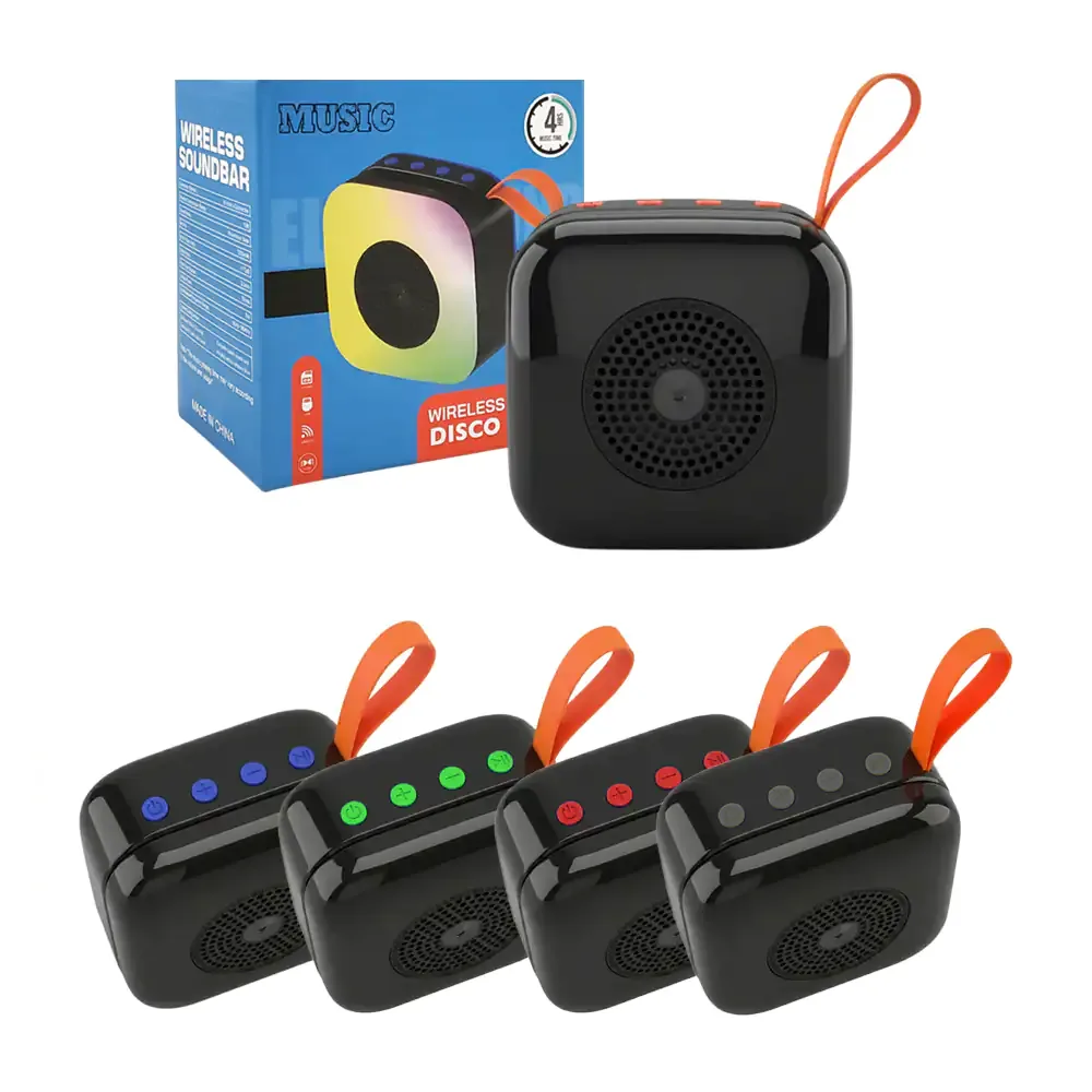 Bocina cuadrada portátil bluetooth con asa + luz rgb, variedad de colores / x-16