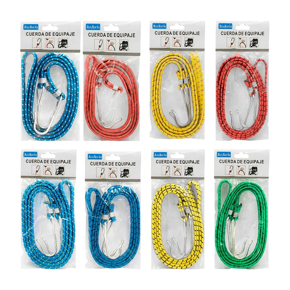 Cuerda de equipaje plana de 1.5cmx1.5m con gancho, variedad de colores / 13566