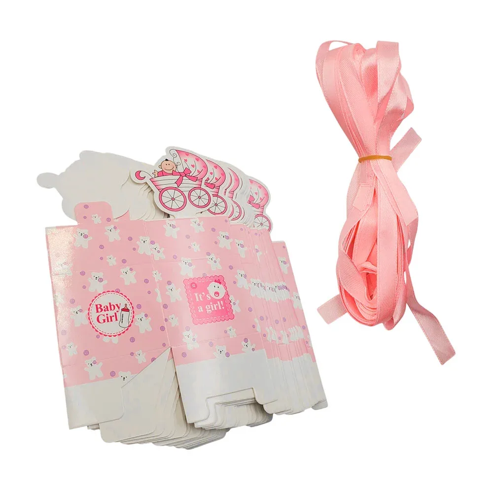 Paquete con 25 cajitas de dulces con temática de baby shower, 6x5cm / its a girl / ar260