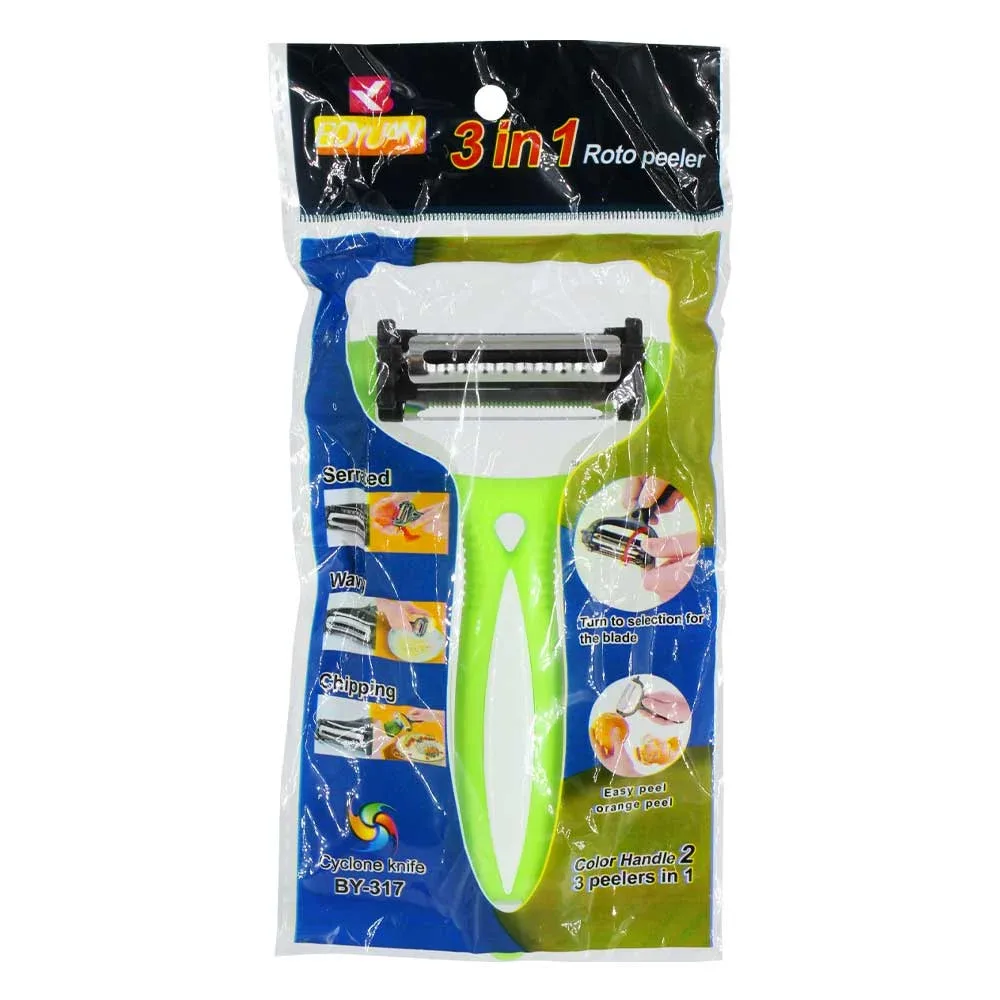 1pza Pelapapas 3 en 1 de plástico, variedad de colores / roto peeler / ro-r1