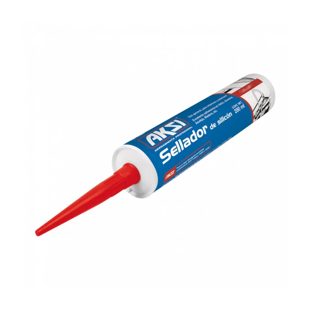 Sellador de silicón transparente aksi para uso general de interiores y exteriores, 280ml / 105201