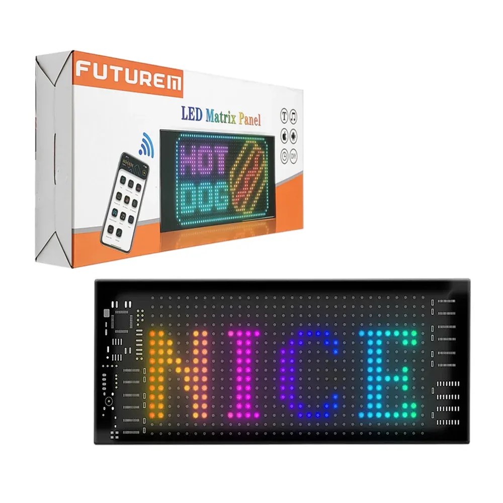 Mini letrero led futurem de 28x12cm con 9 modos de iluminación + control remoto