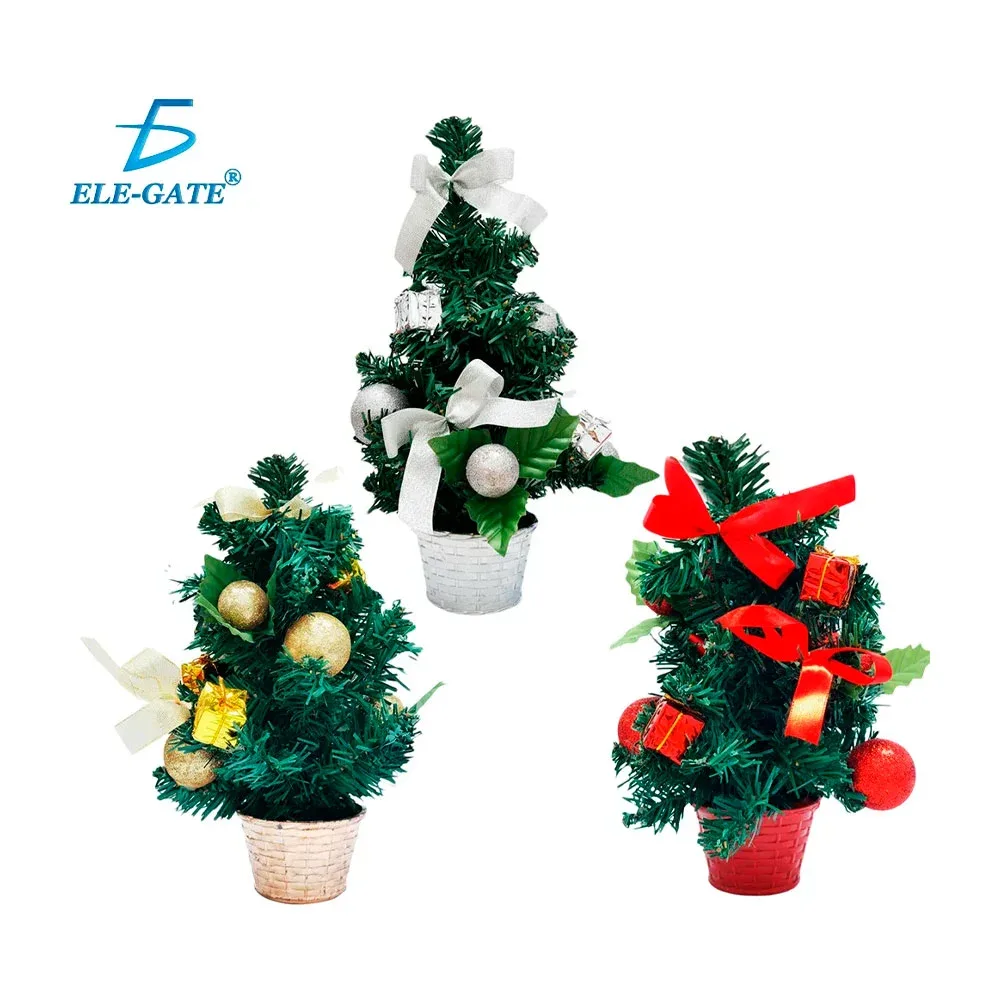 Mini árbol de navidad de 30cm con maceta, moños y esferas decorativas / fes.36