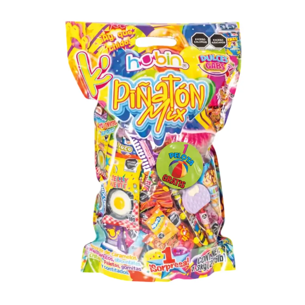 Bolsa con 1.3 kg de dulces hubin surtidos piñatón mix + juguete de regalo / piñaton