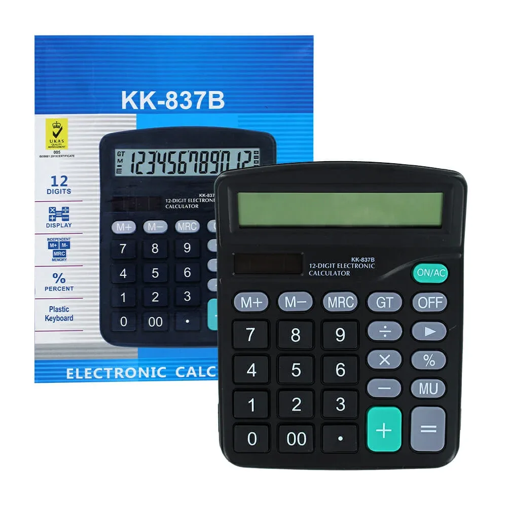 Calculadora electrónica grande de 12 dígitos para operaciónes básicas / kk-837b / b9105