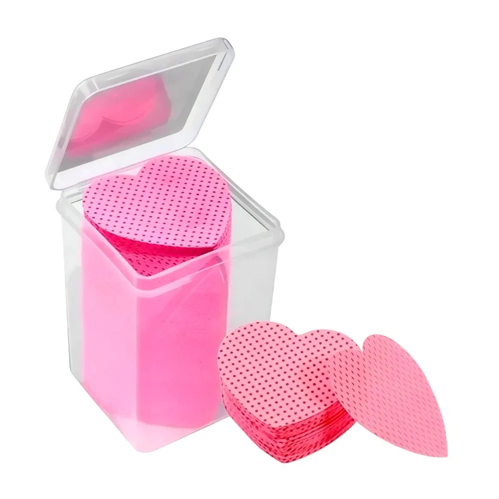 Estuche con 200 toallitas limpiadoras en forma de corazón para pestañas