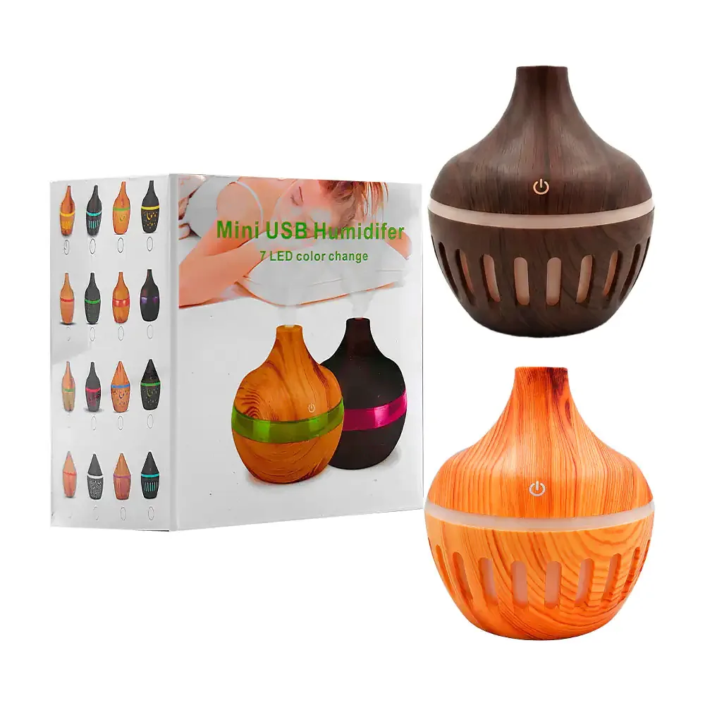 Humidificador / difusor de aroma con capacidad de 300ml con diseño tipo madera