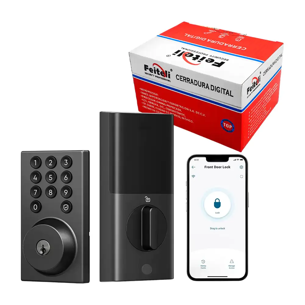 Cerradura digital de seguridad para lado derecho, color negro + teclado touch