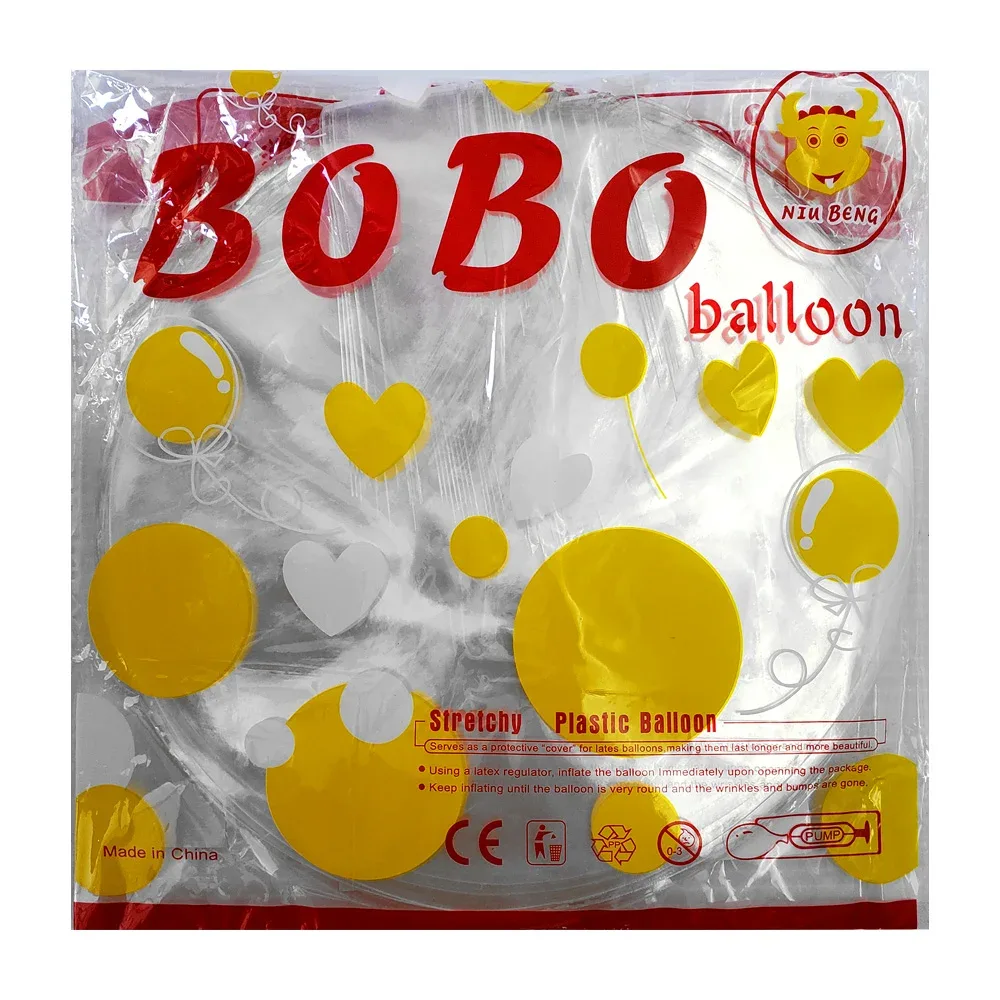 Paquete con 50 globos transparentes de 24cm de ancho / bobo balloon / niu beng / bt-552-24