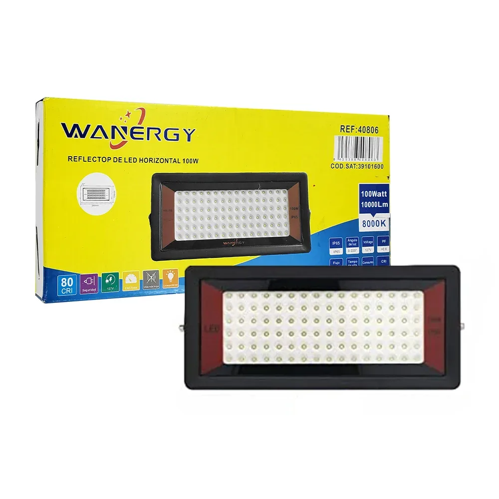 Lámpara reflector rectangular wanergy luz led fría con protección ip65 y consumo de 100 watts / 40806