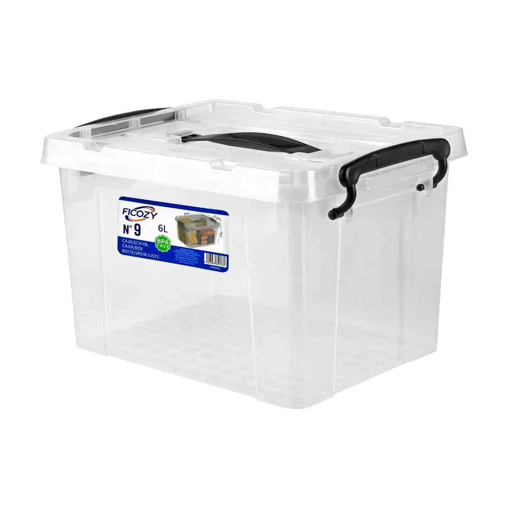Caja de plástico transparente para almacenamiento, capacidad de 6l / n.9