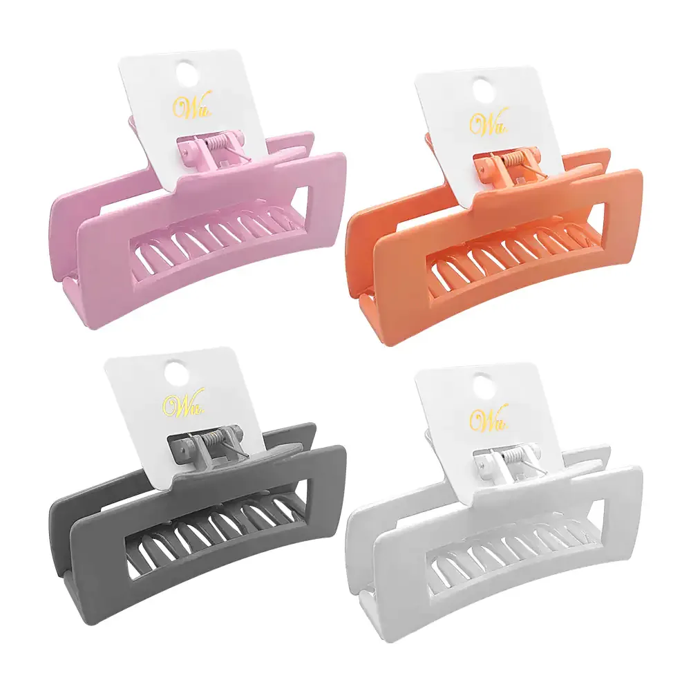 Pinza rectangular para el cabello de plástico resistente en colores lisos, 10cm