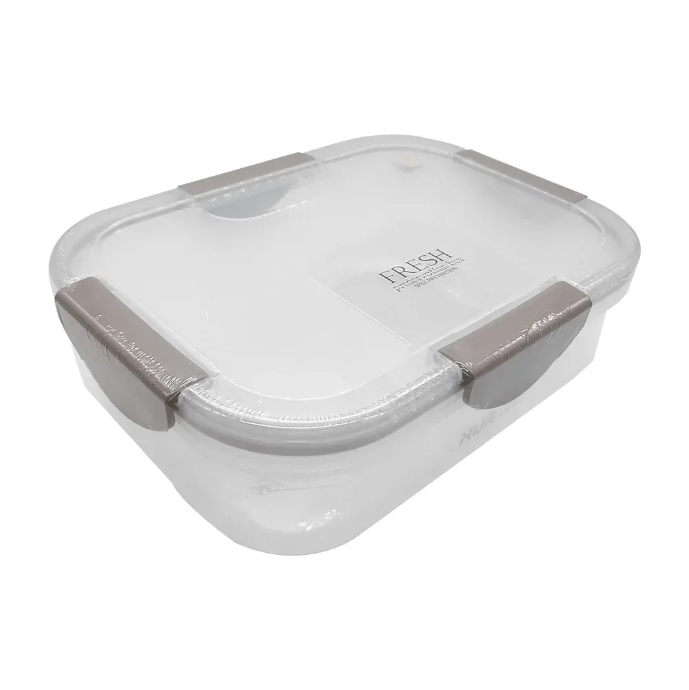 Tupper mediano rectangular transparente 23x17x8cm para guardar alimentos / fresh / hua hu