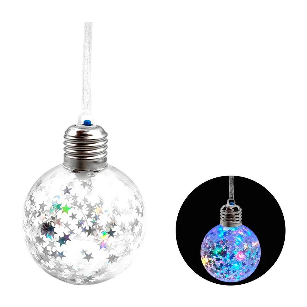Esfera decorativa translúcida led, con mini estrellas y asa colgante