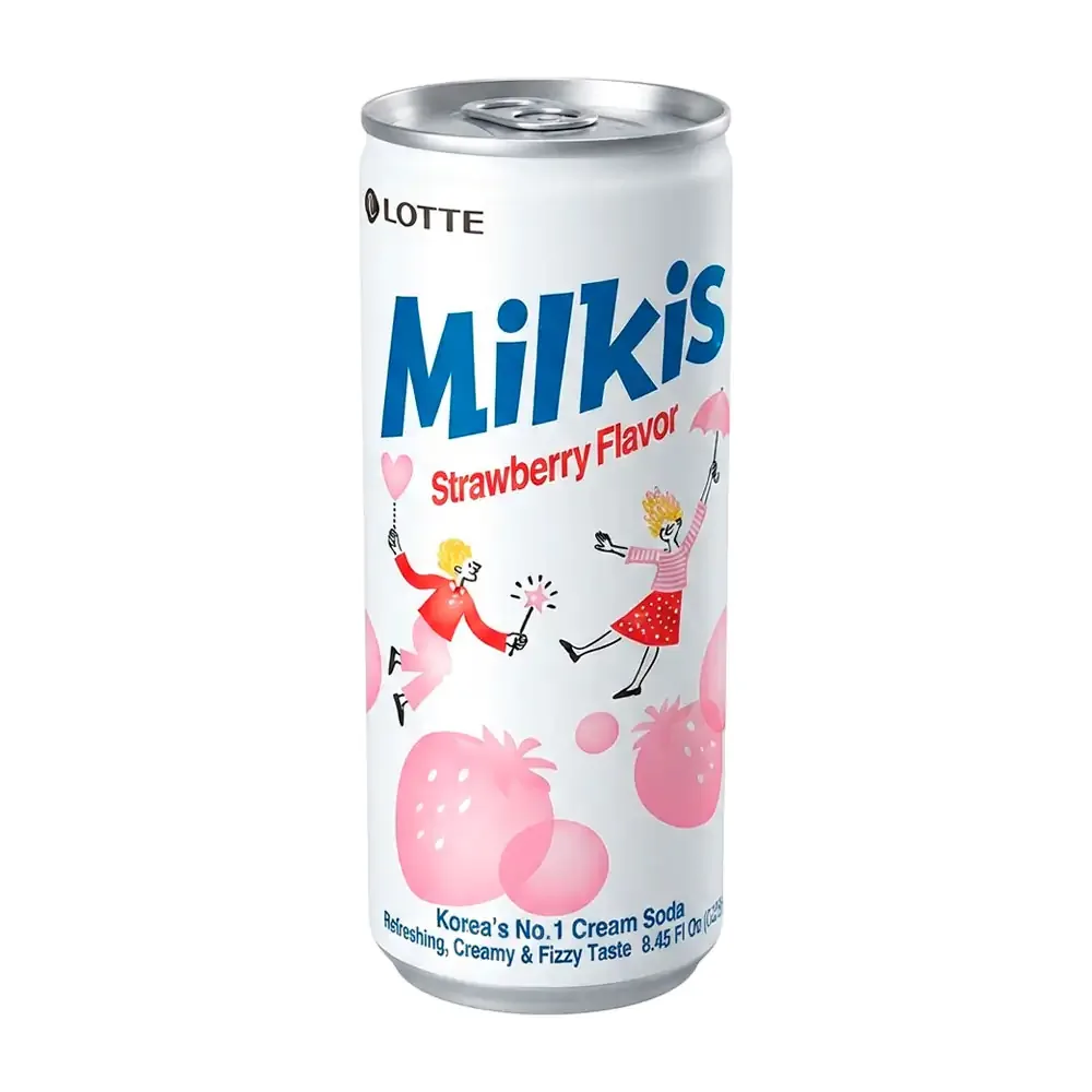Bebida coreana en lata carbonatada milkis sabor fresa, 250ml