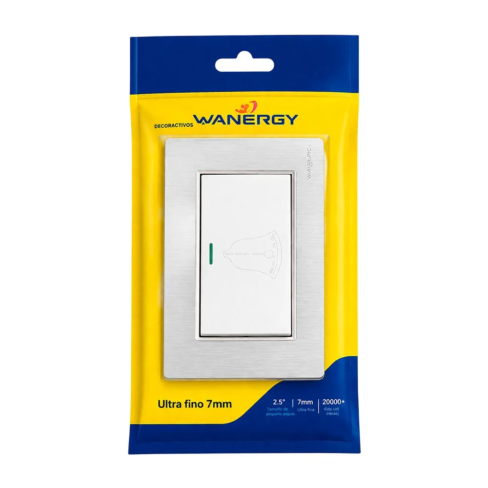 Placa botón wanergy para timbre con 3 módulos en plata matte / 05271