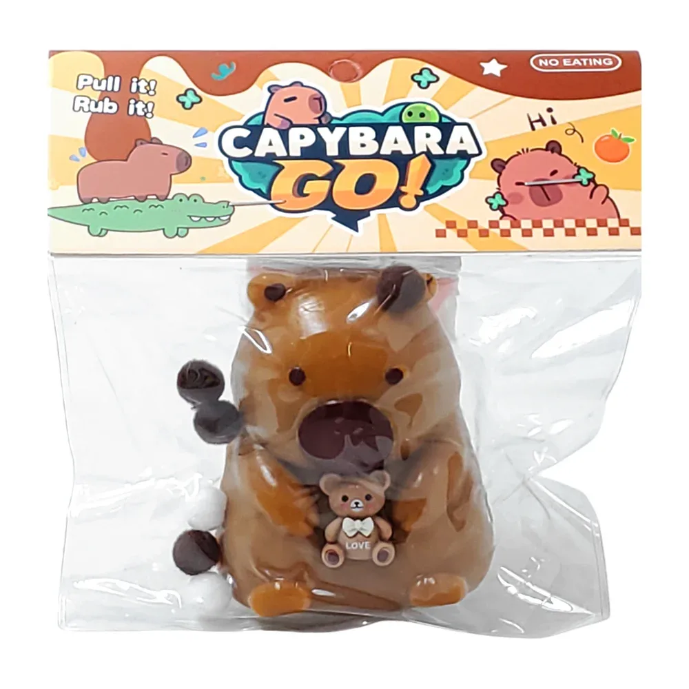 1pz squeeze anti estrés con diseño de capibara y accesorios con textura rígida