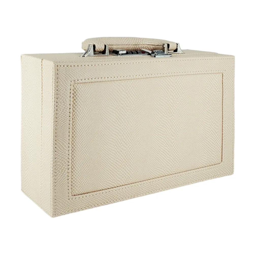 Organizador joyero / alhajero con forma rectangular con candado de 3 dígitos, 2 niveles y 22 compartimientos, 27x18x10cm / b430