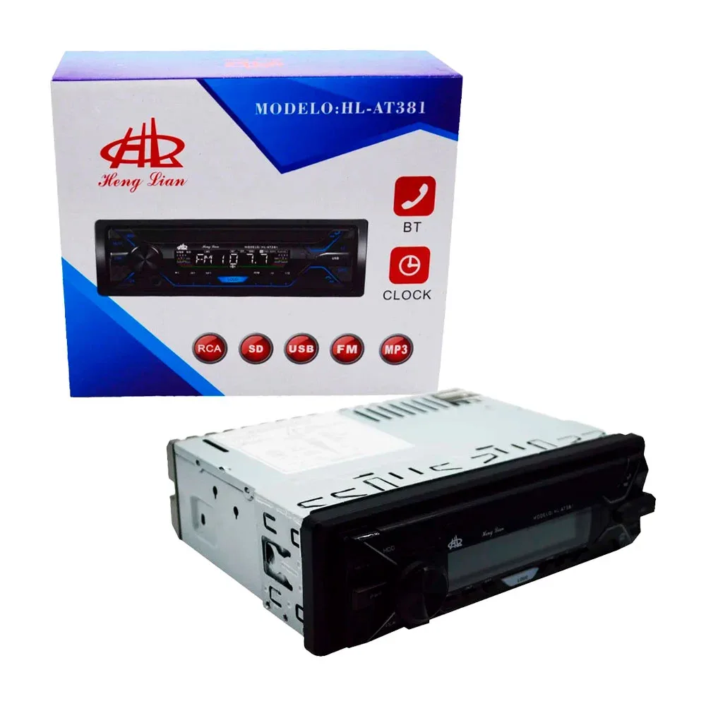 Estereo bluetooth hl para automóvil con radio fm, reproducción de mp3, tarjeta sd, salida rca y control de volumen / at381 / hl-at381