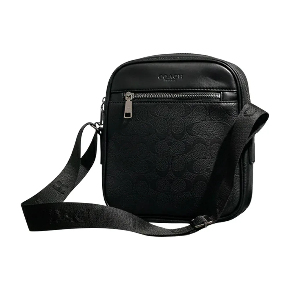 Bolsa de 3 compartimentos, cierres plateados, diseño monograma, asa estampada