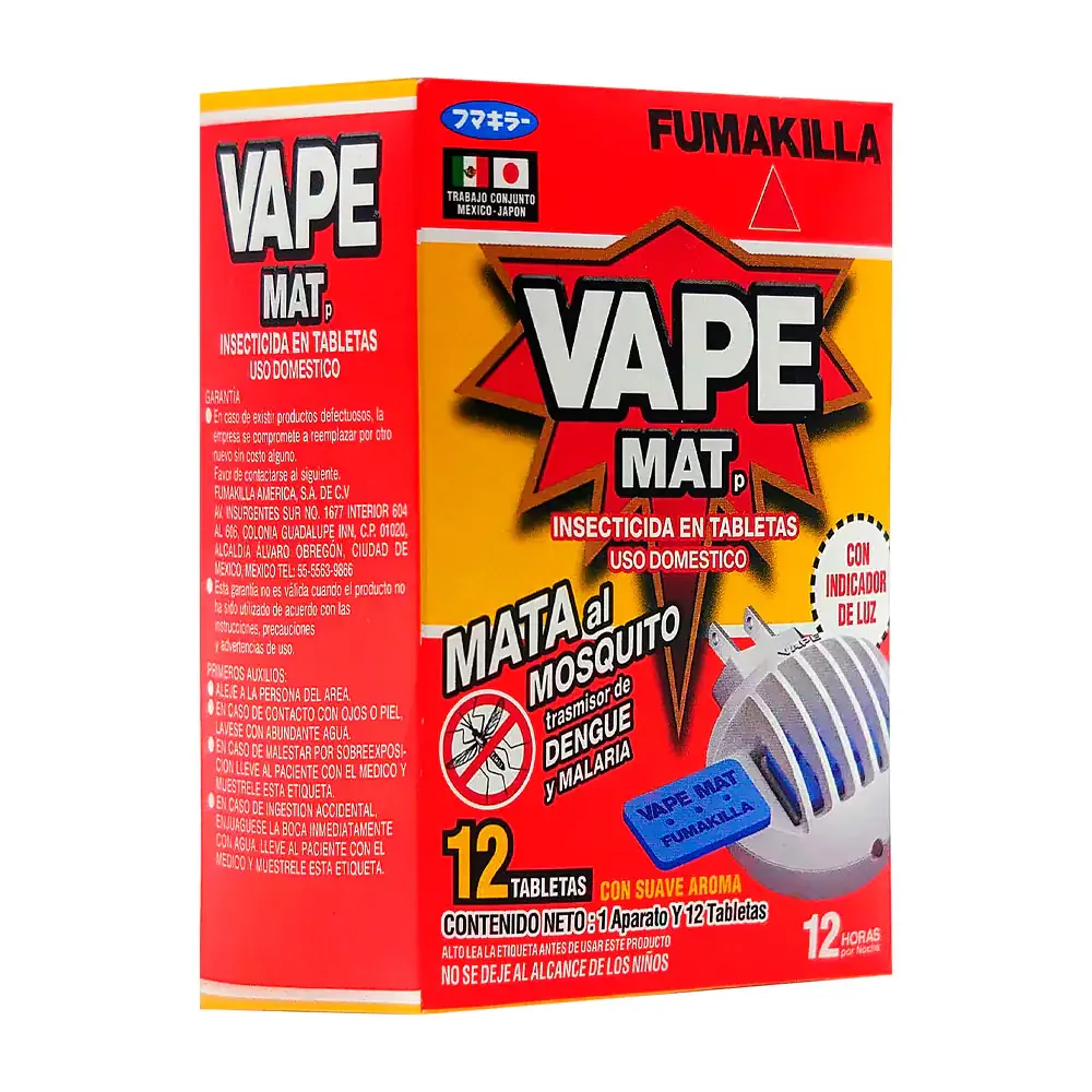 Insecticida vape mat aparato con indicador de luz + 12 tabletas de aroma suave / 360101