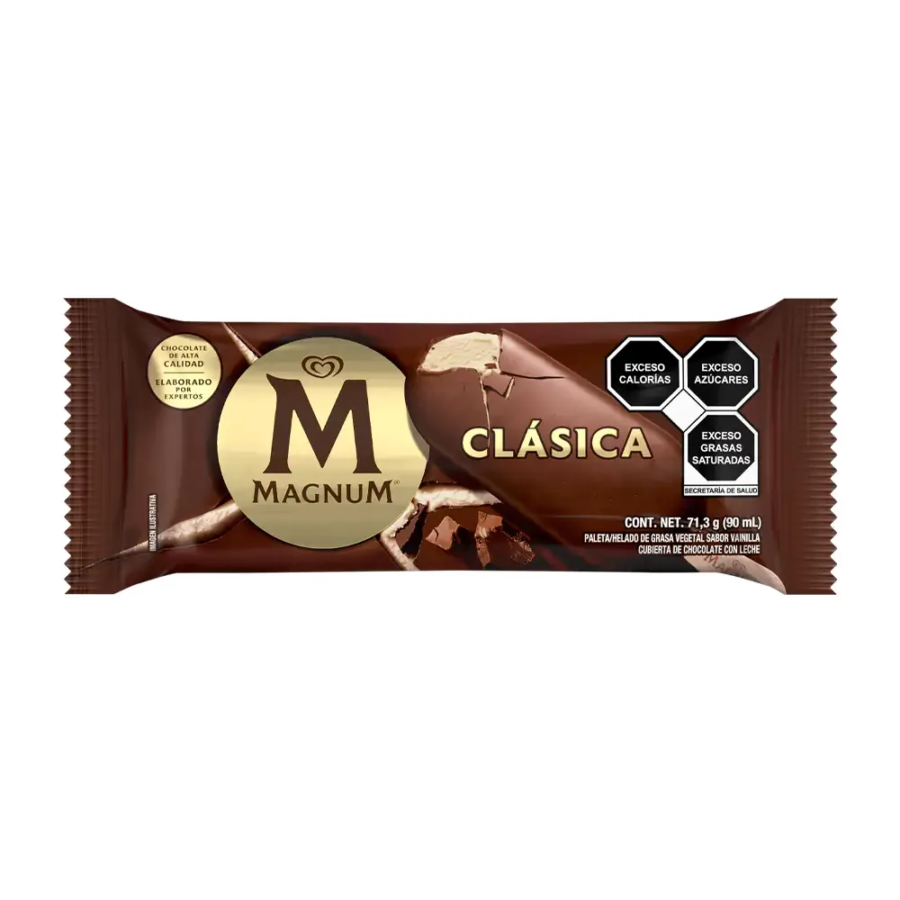 Paleta magnum clásica, helado de vainilla con cubierta de chocolate, 71.3g / 715799