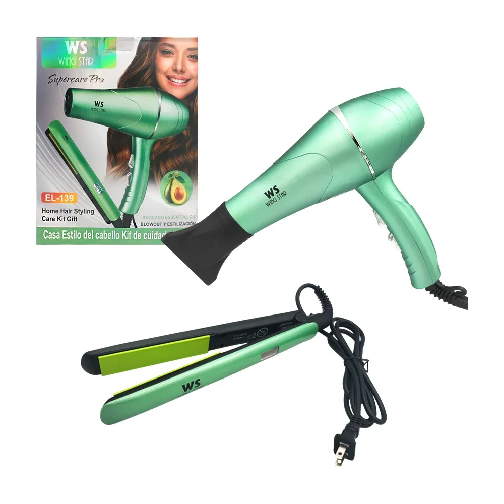 Kit de cuidado capilar, secadora y plancha con aceite de aguacate + accesorio