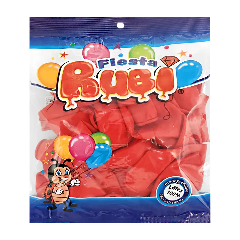Paquete con 50 globos de 9in fiesta rubi en color rojo / rojo9in