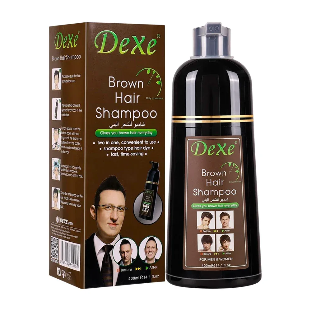 Shampoo dexe de 400ml con extracto naturales para pintar cabello de tono castaño