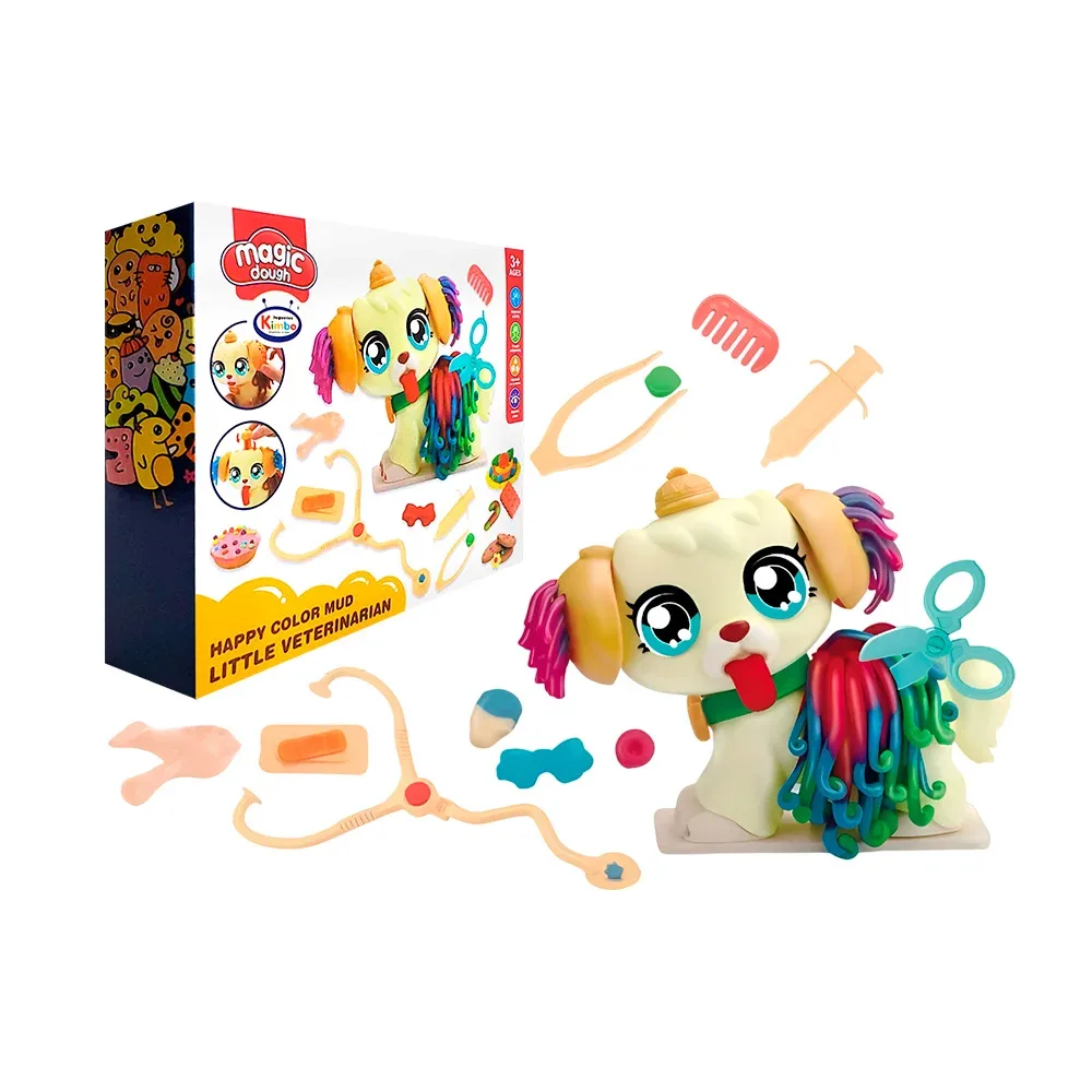 Set magic dough con temática de veterinaria con 5 masitas moldeables +accesorios