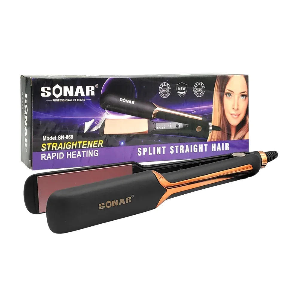 Plancha sonar alaciadora de cabello con 4 niveles de calor + placa de ceramica