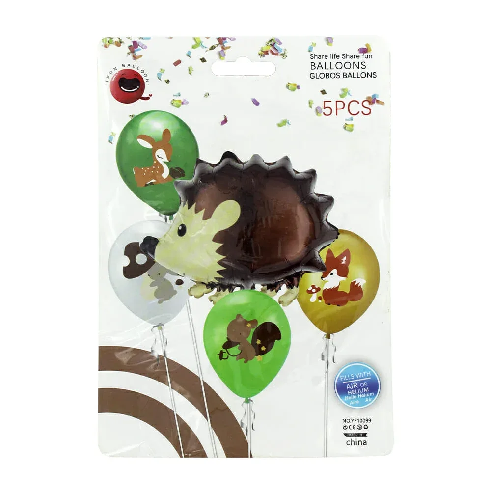 Paquete de 5 globos metálicos con forma o diseño de animales / af0189