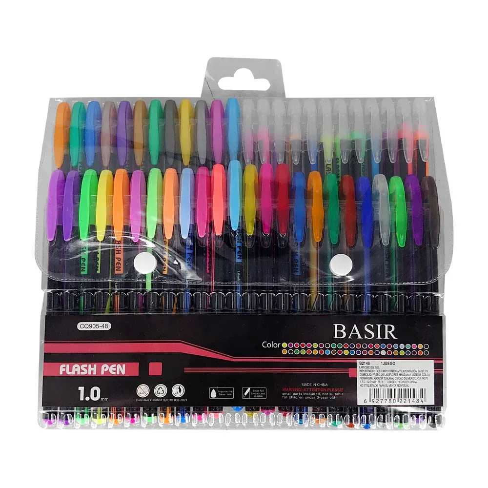 Paquete con 48 plumas de colores neón, pastel y brillantes, 1.0mm / basir / cq905-48