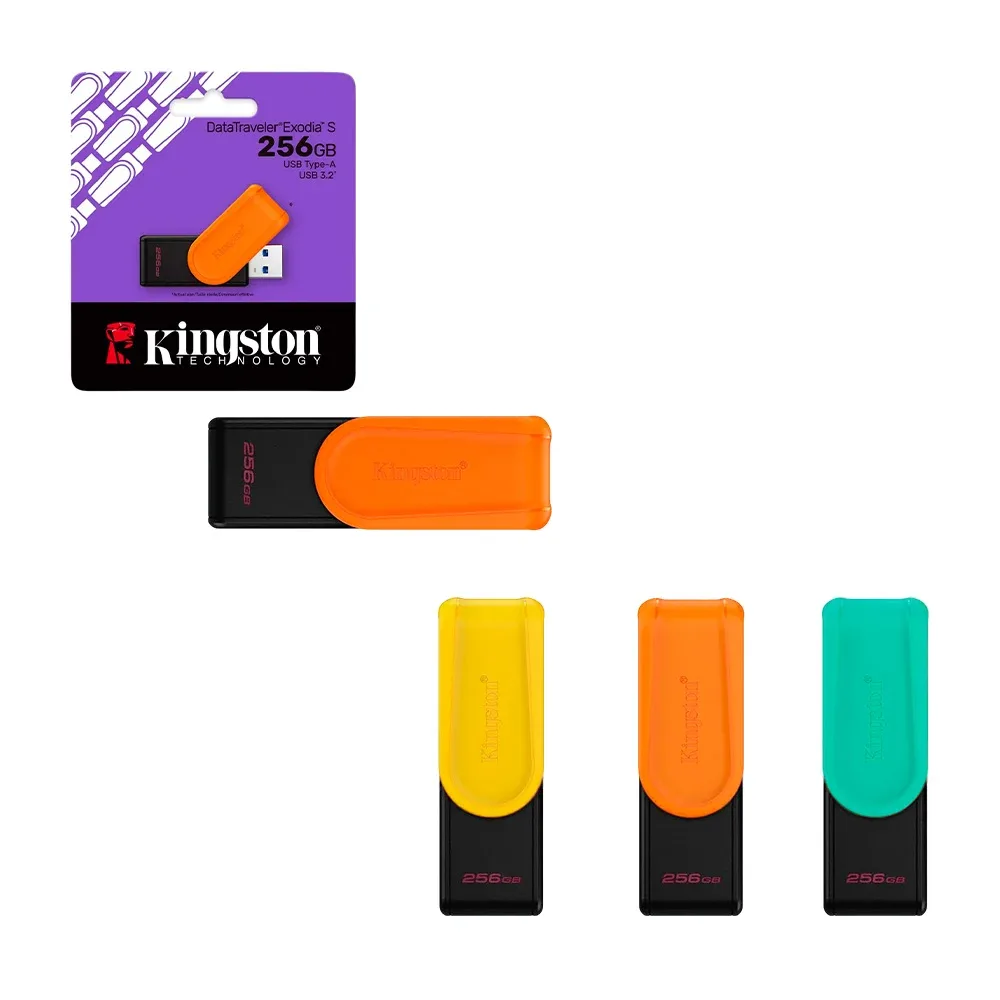 Memoria usb 3.2 flash Kingston exodia S de 256gb, variedad de colores