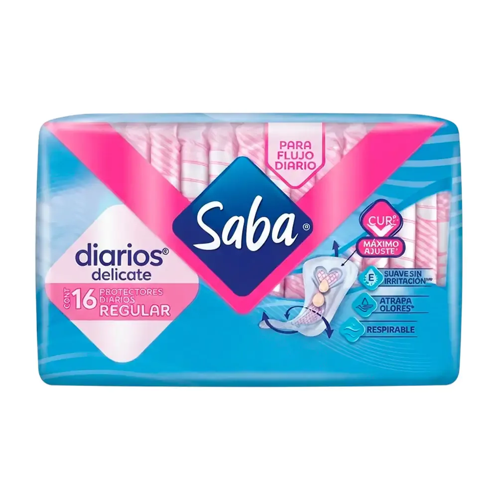 Paquete saba con 16 protectores delicate para uso diario largo regular / pantiprotectores diarios
