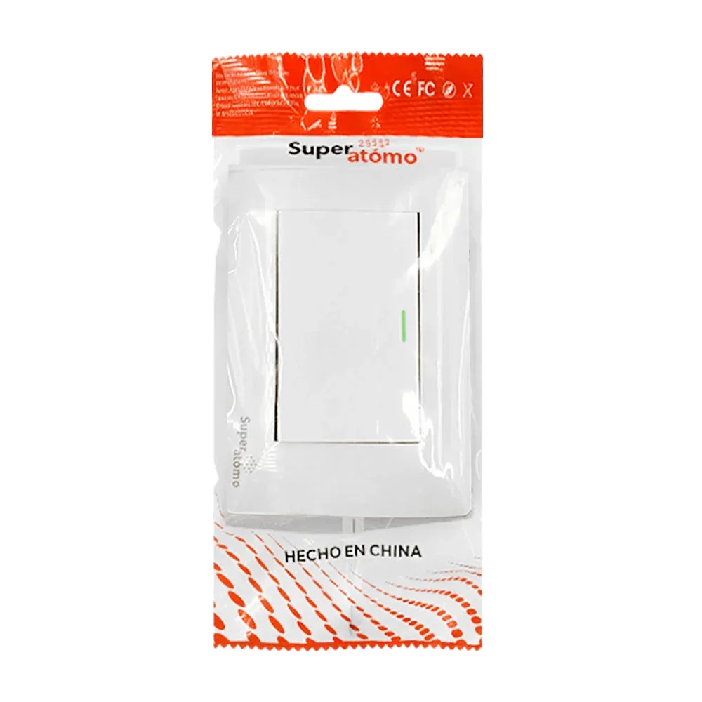 Placa de plástico resistente en color blanco de 1 apagador / sa1304-bb