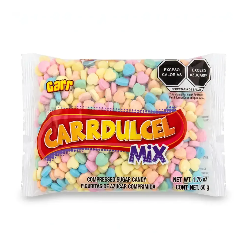 Bolsa de dulces carrdulcel mix en forma de corazón, azúcar comprimida, 500g / 008538