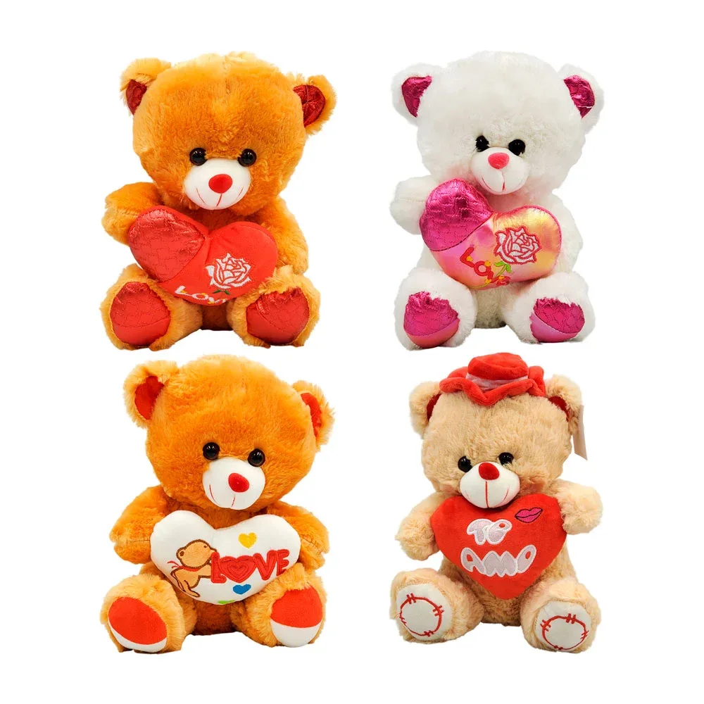 Peluche afelpado en forma de oso con corazón, frase ´love´, variedad de diseños