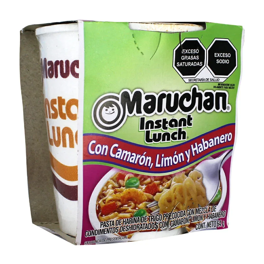 Sopa instantánea maruchan con camarón, limón y habanero, 64g