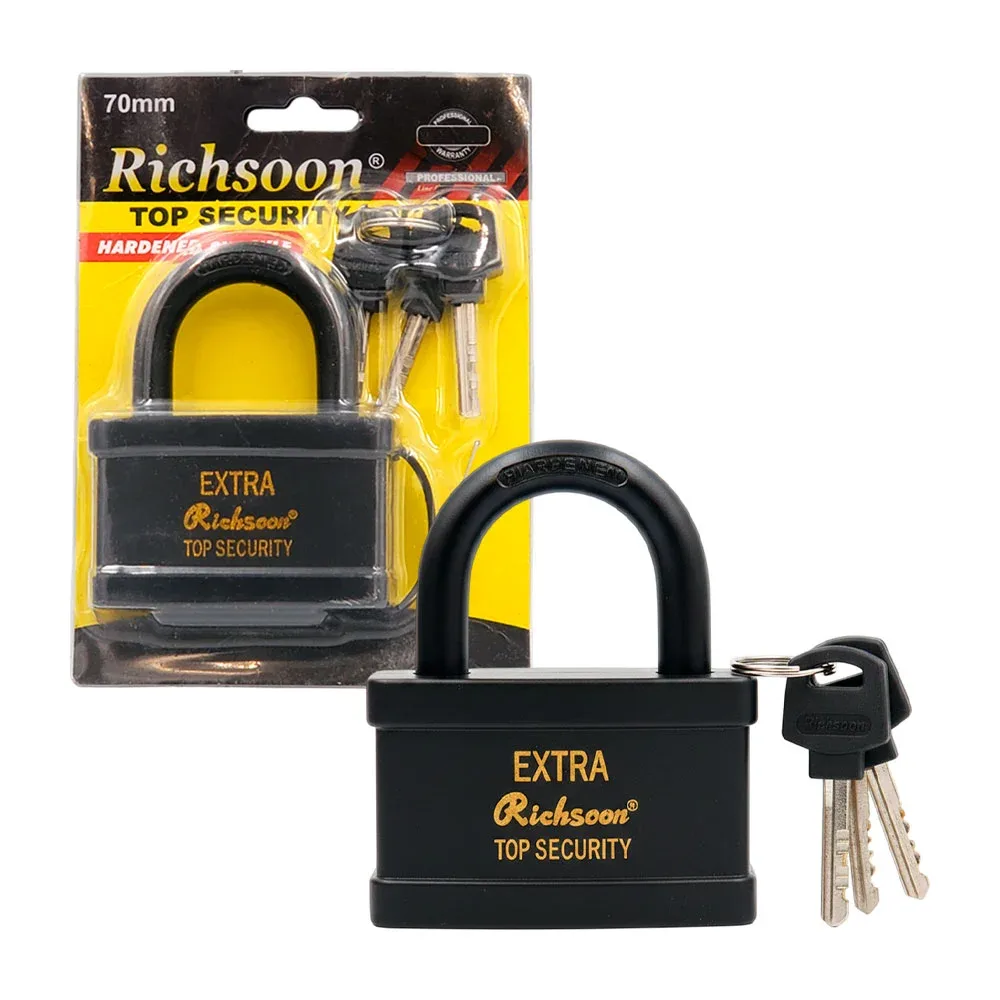 Blíster con candado de seguridad richsoon de 50mm + juego de 3 llaves / tl44590
