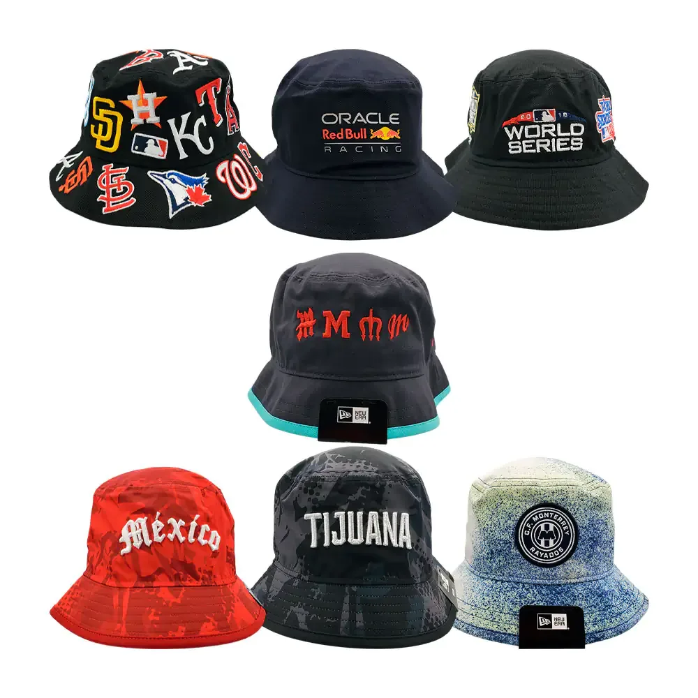 Bucket new era original con diseño deportivo bordado, variedad de modelos