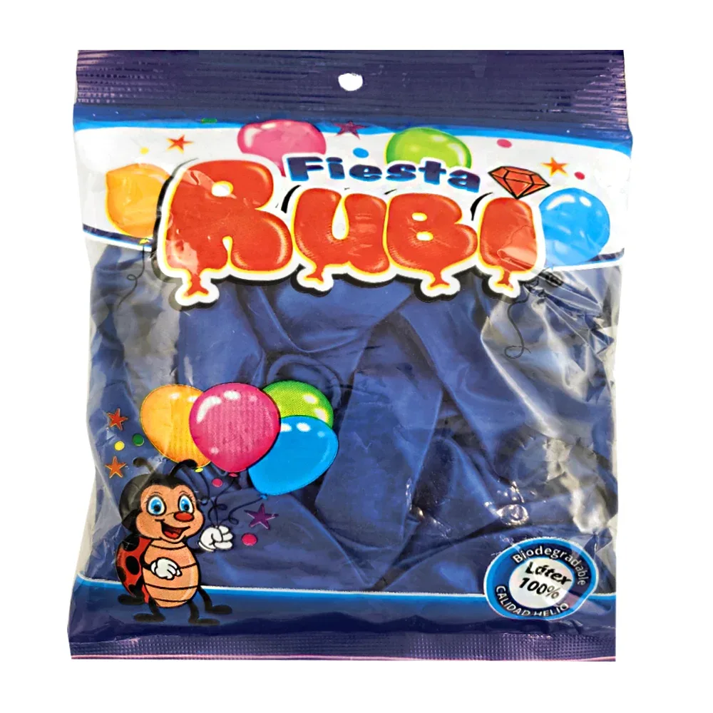 Paquete con 50 globos de latex fiesta rubí color zafiro metálico, 9in