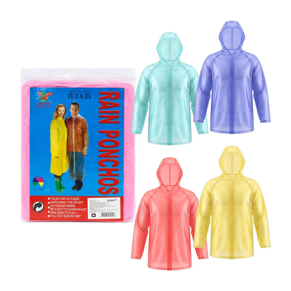 1pza Impermeable de plástico desechable para adulto estilo poncho con botones, variedad de colores / zf-0022 / rain ponchos / long ying hua xin / zy-yt1532