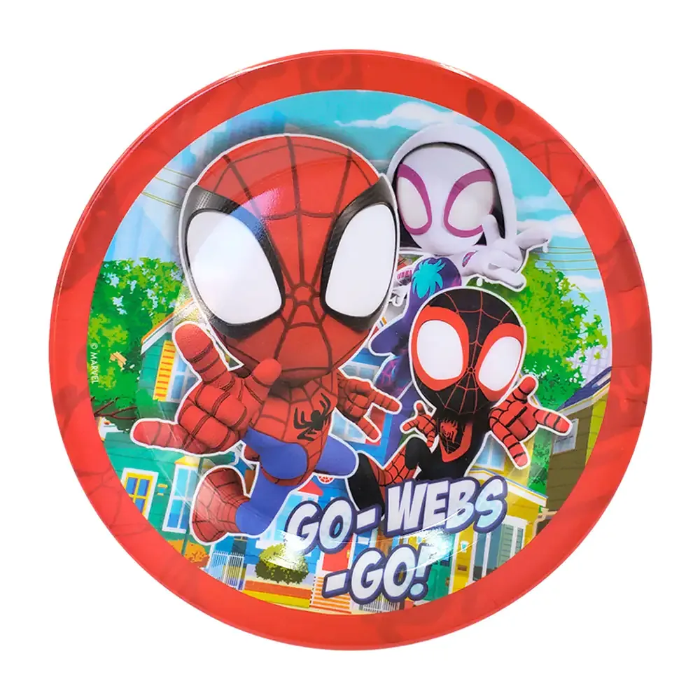 Plato extendido de melamina con estampado de spider man, 23cm