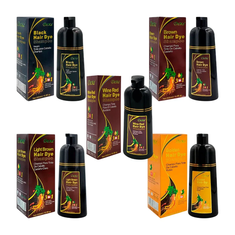 Shampoo dexe 3 en 1 con extractos naturales para pintar el cabello, 500ml