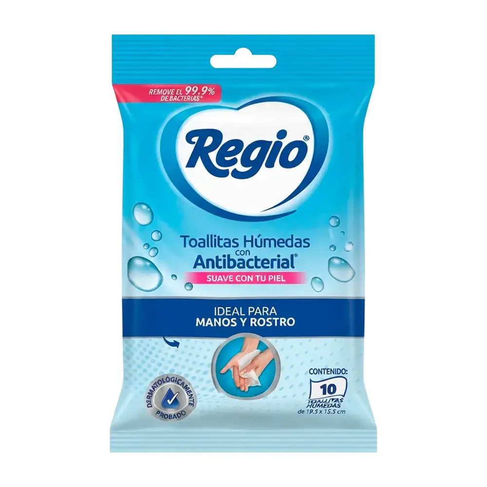 Paquete regio con 10 toallitas húmedas antibacteriales, multifuncional