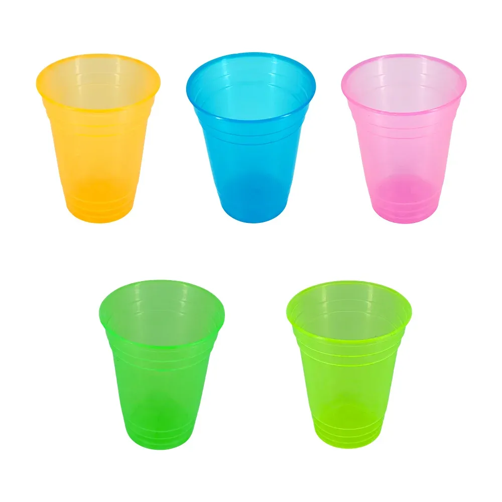 Vaso de plástico translúcido grande, con relieve de líneas, variedad de colores neón / vaso ximena grande / vaso fiesta